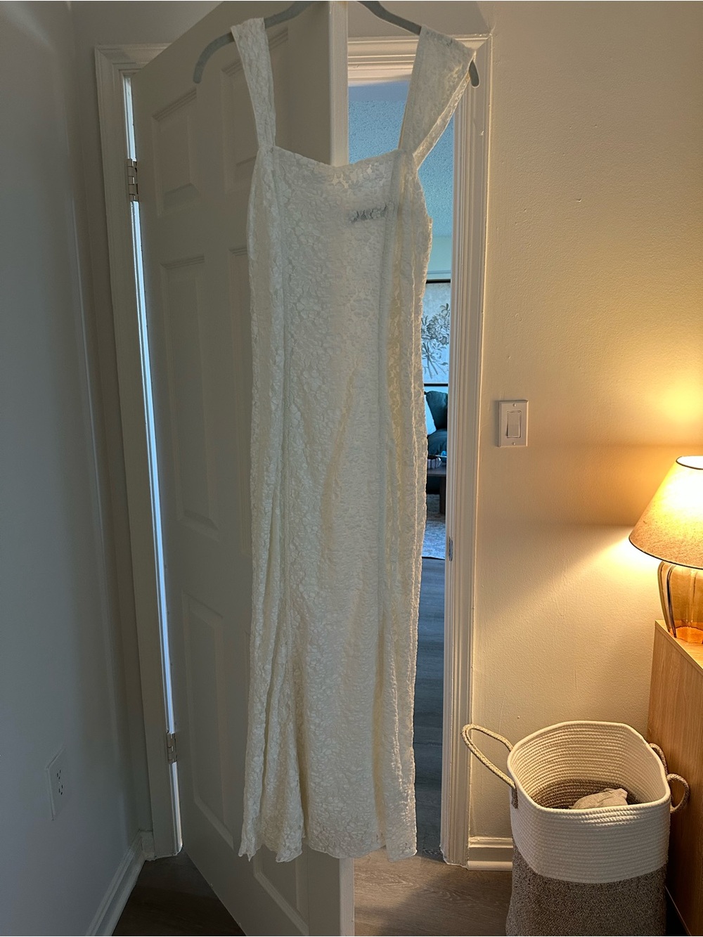 REVOLVE Cream Lace Maxi Dress